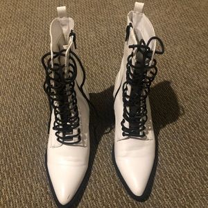 White pointy toed boots